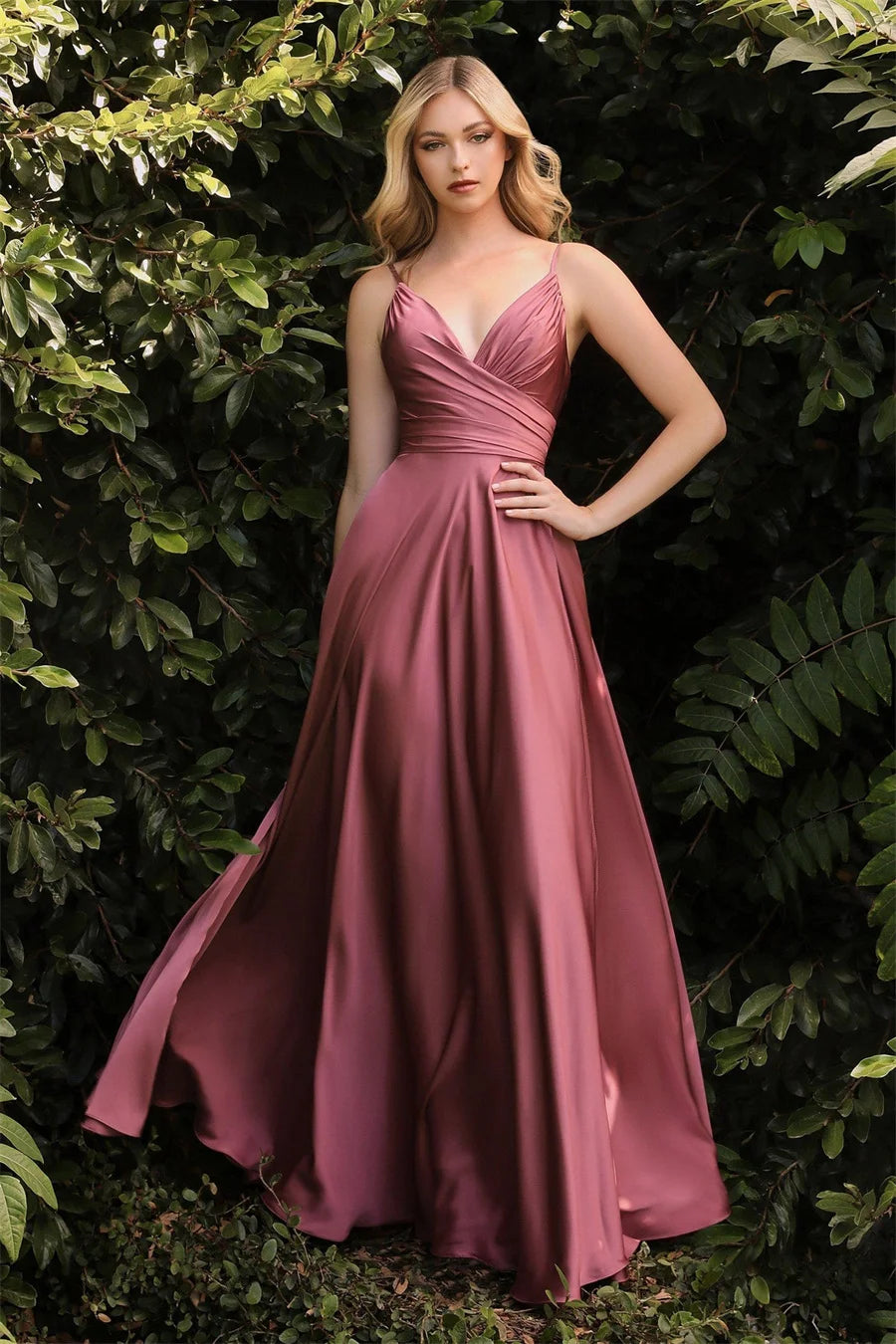 Luxe Satin Sweetheart Leg-Slit Gown