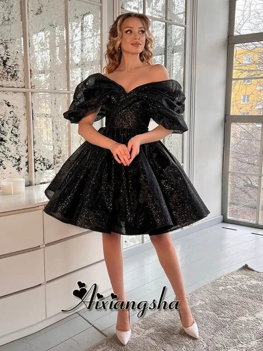 Celestial Tulle Off-Shoulder Mini Gown