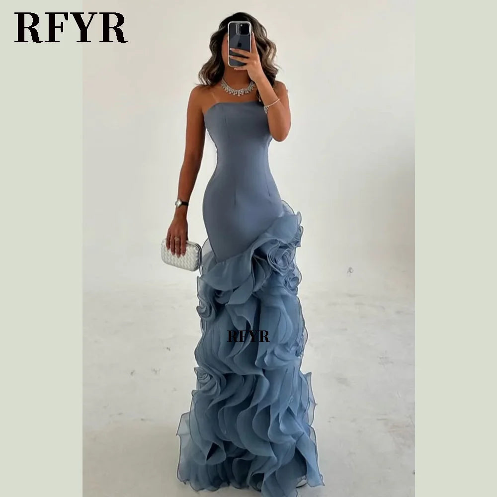 Tiered Couture Asymmetrical Mermaid Gown