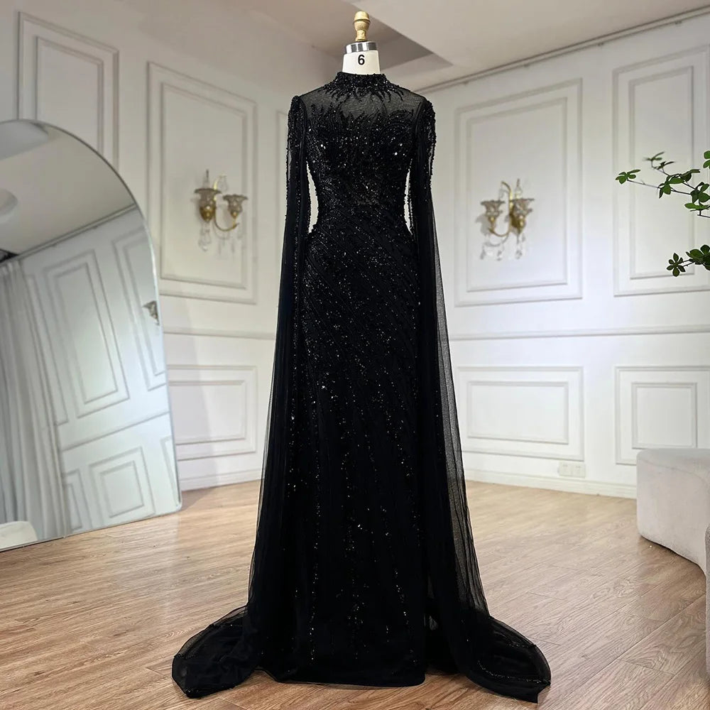 Serene Hill Beaded Cape Mermaid Gown (LA71885A)
