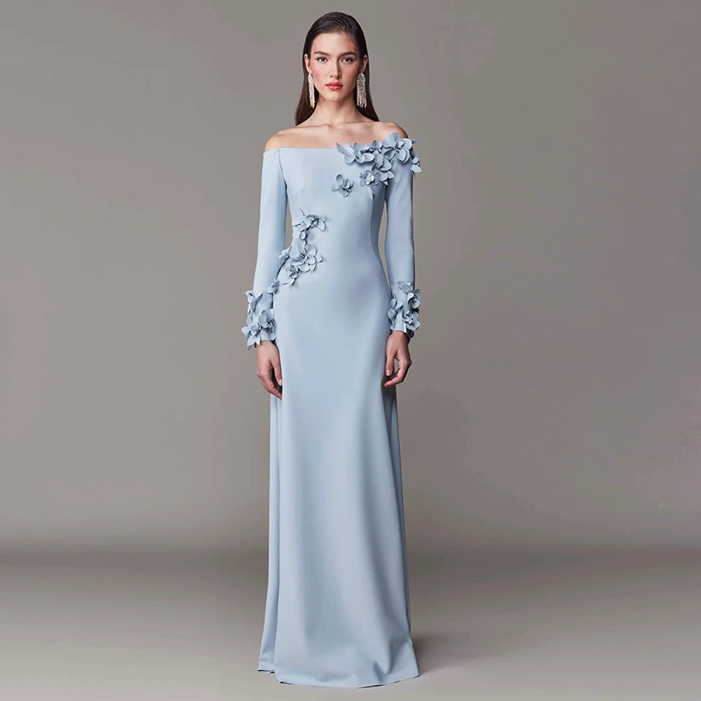 Bluebell Bouquet Boatneck Evening Gown