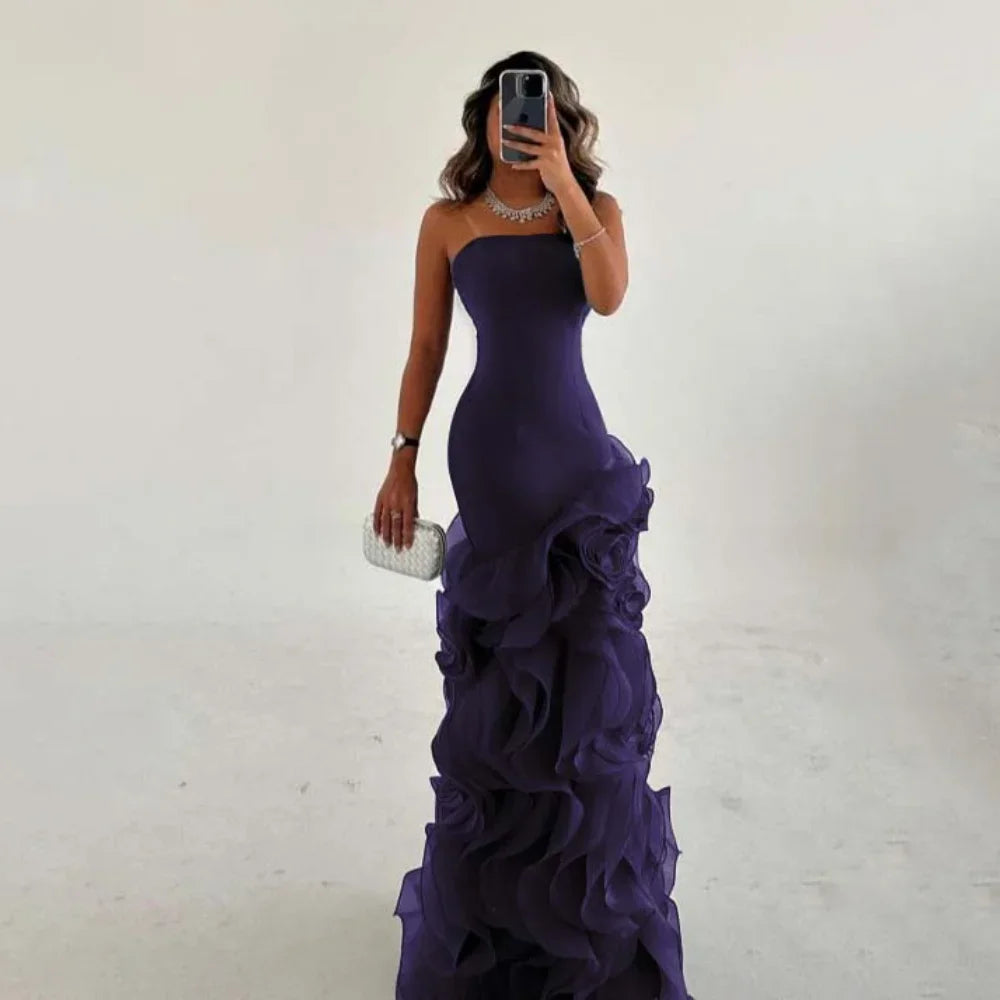 Tiered Couture Asymmetrical Mermaid Gown
