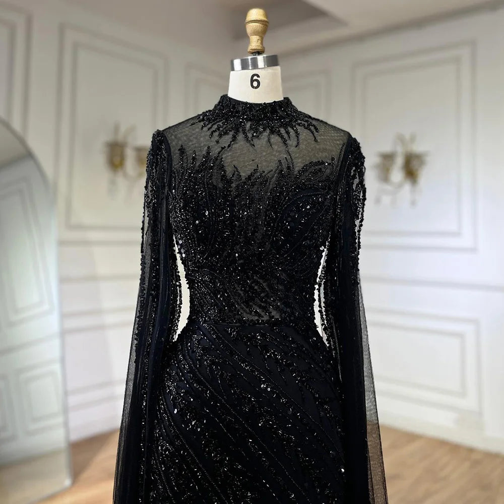 Serene Hill Beaded Cape Mermaid Gown (LA71885A)