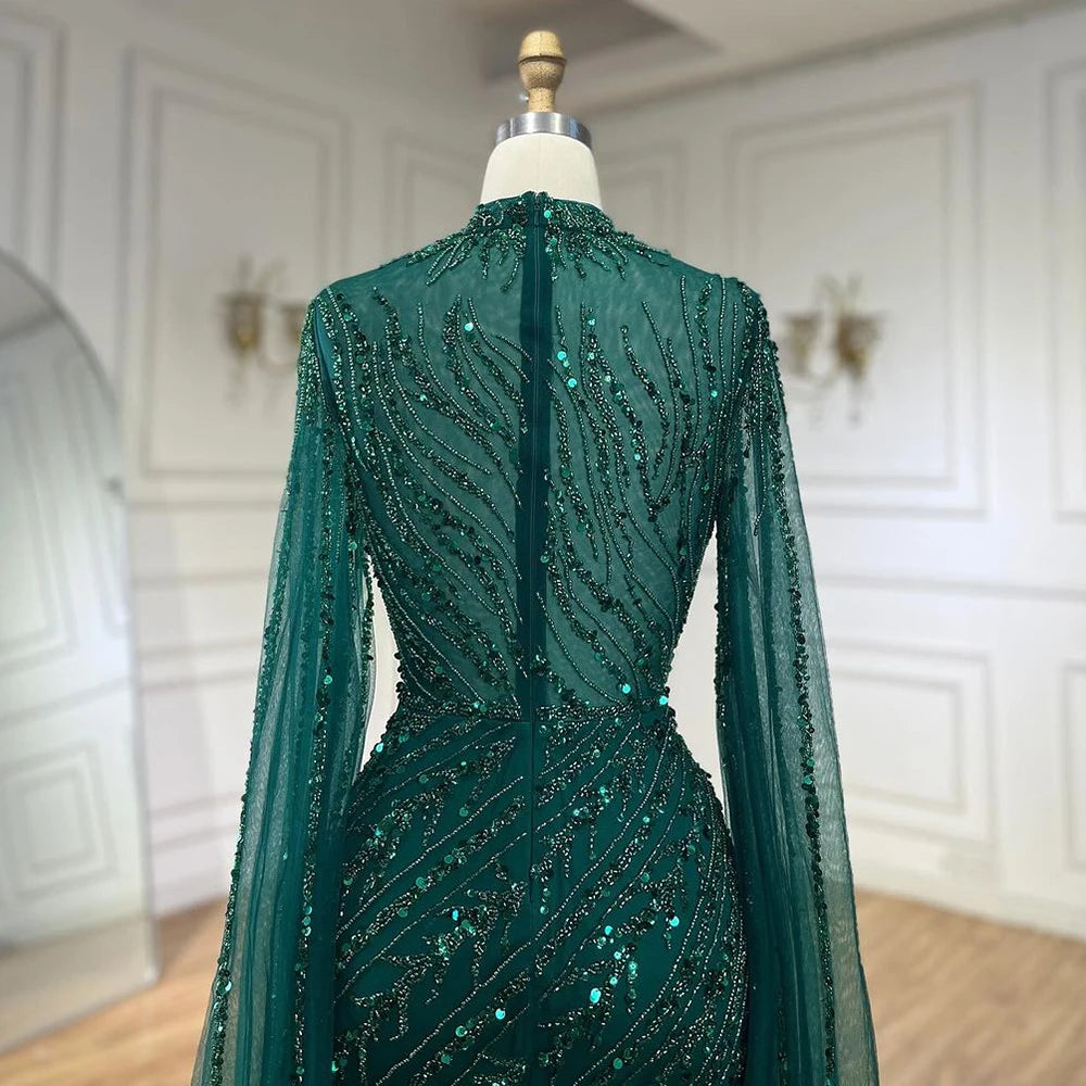 Serene Hill Beaded Cape Mermaid Gown (LA71885A)