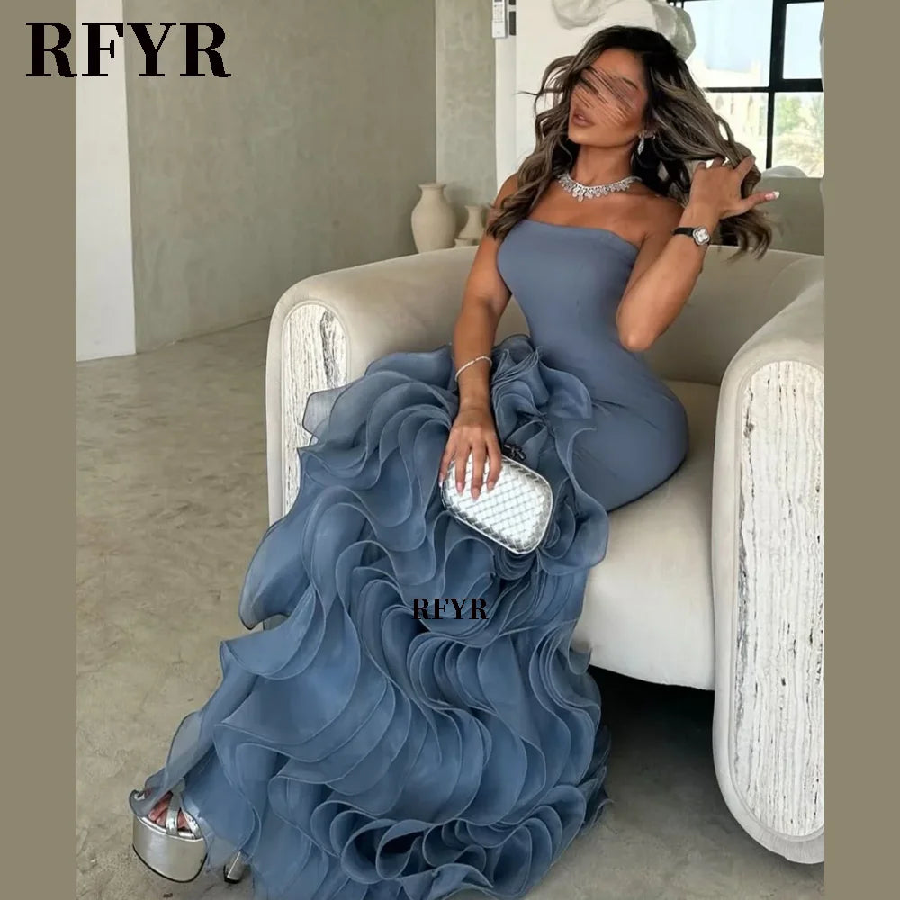 Tiered Couture Asymmetrical Mermaid Gown