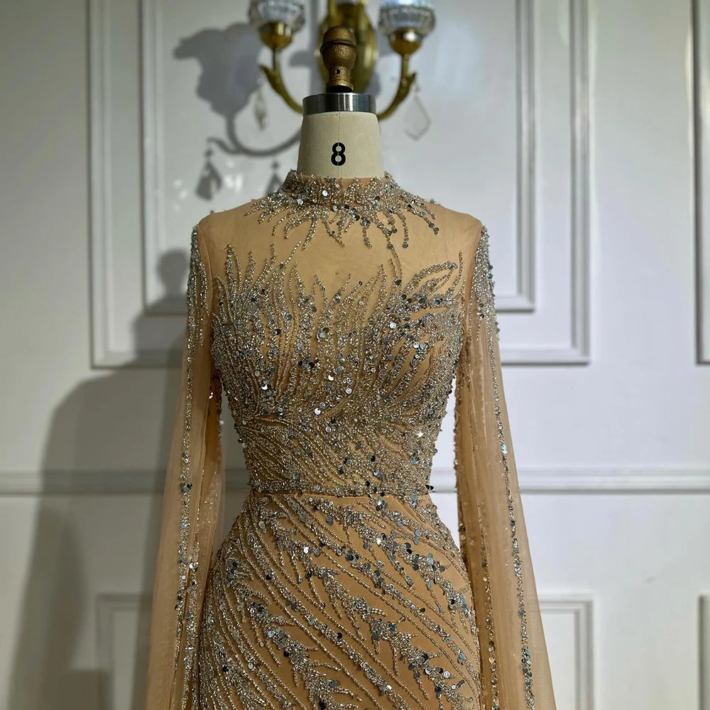 Serene Hill Beaded Cape Mermaid Gown (LA71885A)
