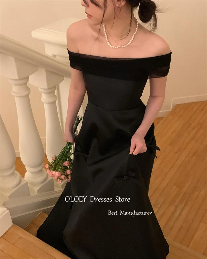 Noir Bowknot Strapless A-Line Gown
