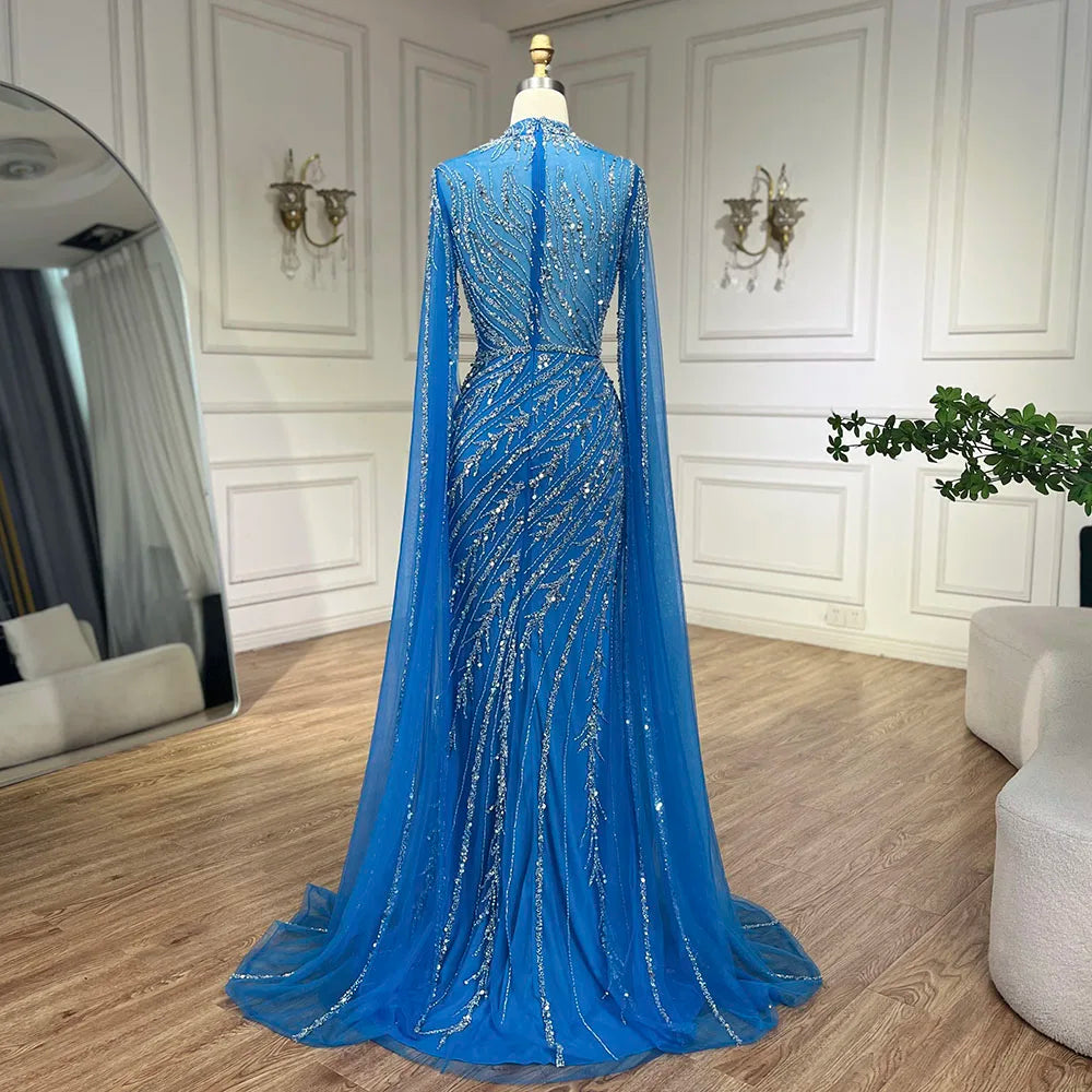 Serene Hill Beaded Cape Mermaid Gown (LA71885A)
