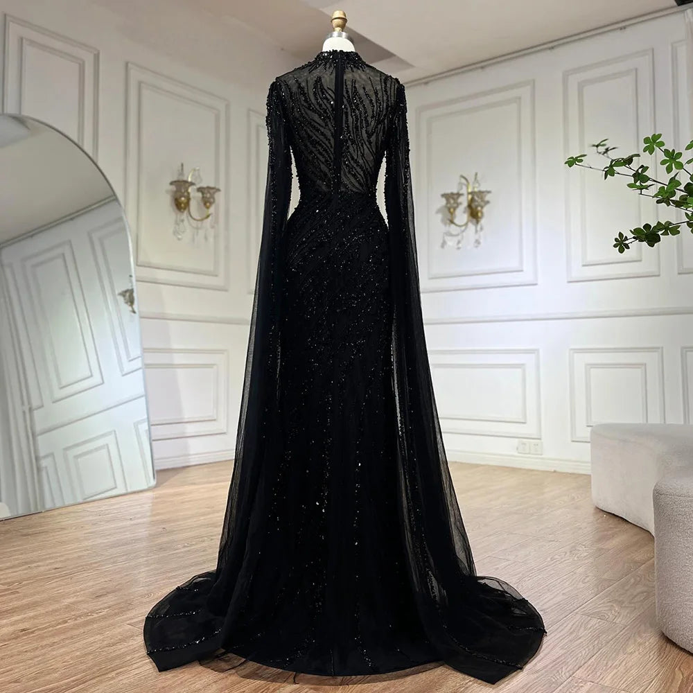 Serene Hill Beaded Cape Mermaid Gown (LA71885A)
