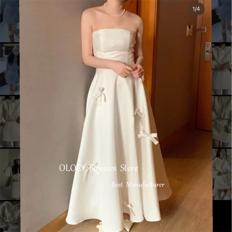 Noir Bowknot Strapless A-Line Gown