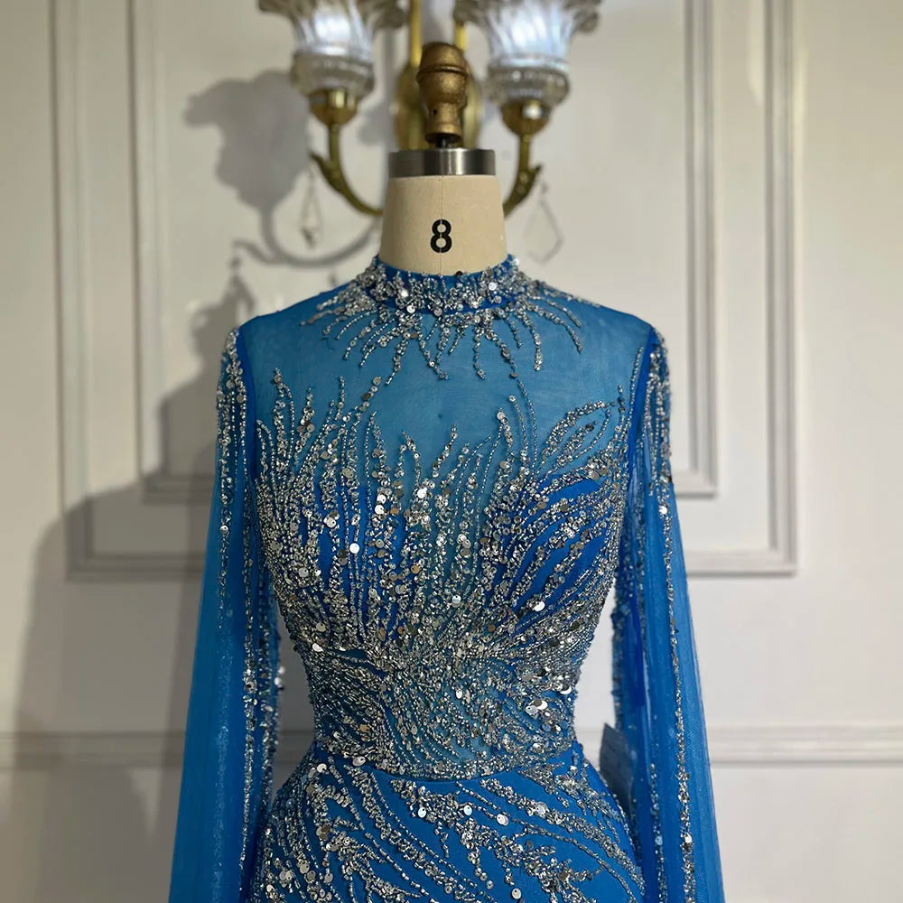 Serene Hill Beaded Cape Mermaid Gown (LA71885A)