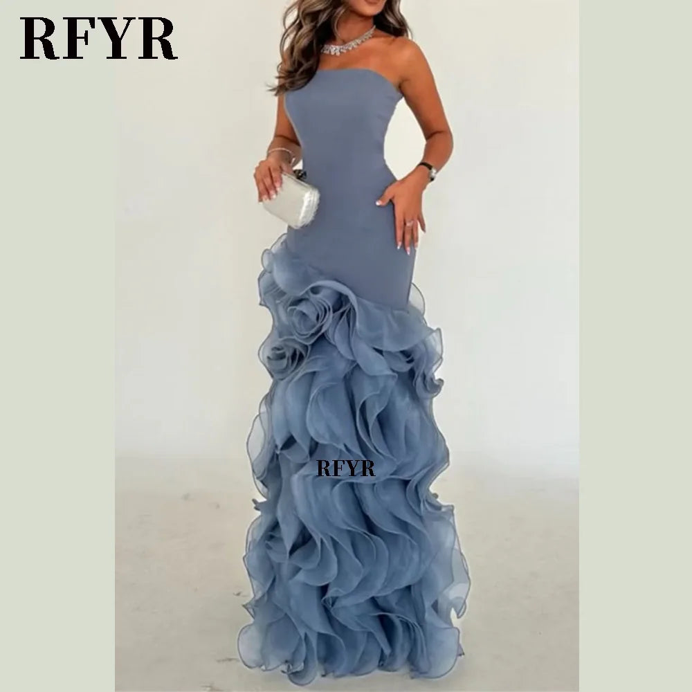 Tiered Couture Asymmetrical Mermaid Gown
