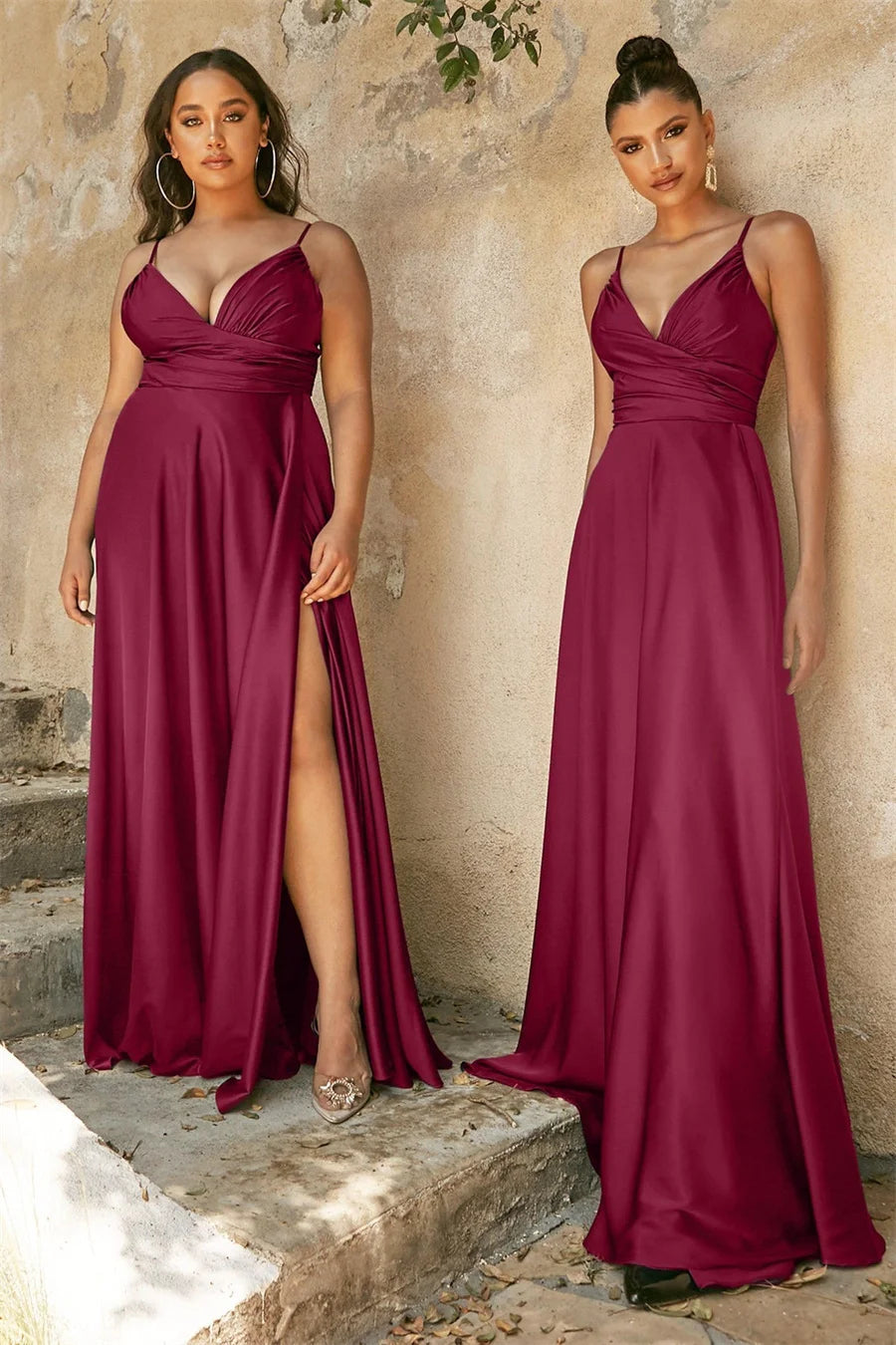 Luxe Satin Sweetheart Leg-Slit Gown