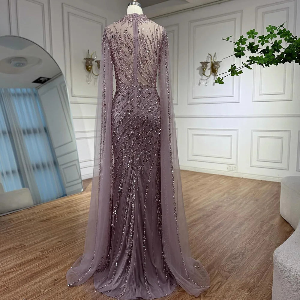 Serene Hill Beaded Cape Mermaid Gown (LA71885A)