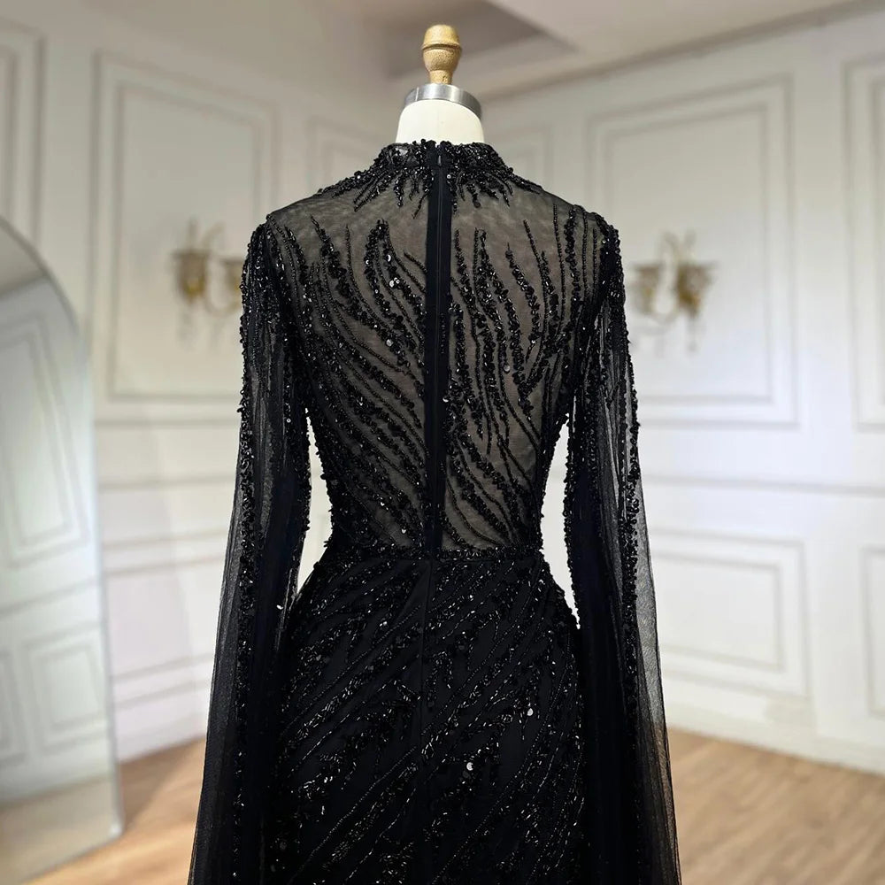 Serene Hill Beaded Cape Mermaid Gown (LA71885A)