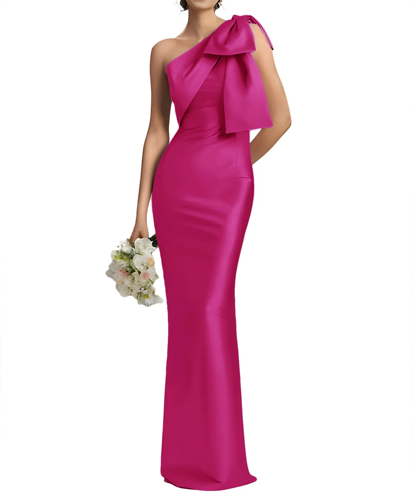 Opera Bow One-Shoulder Mermaid Gown