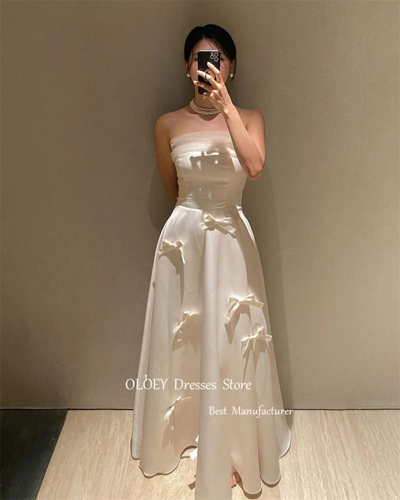 Noir Bowknot Strapless A-Line Gown