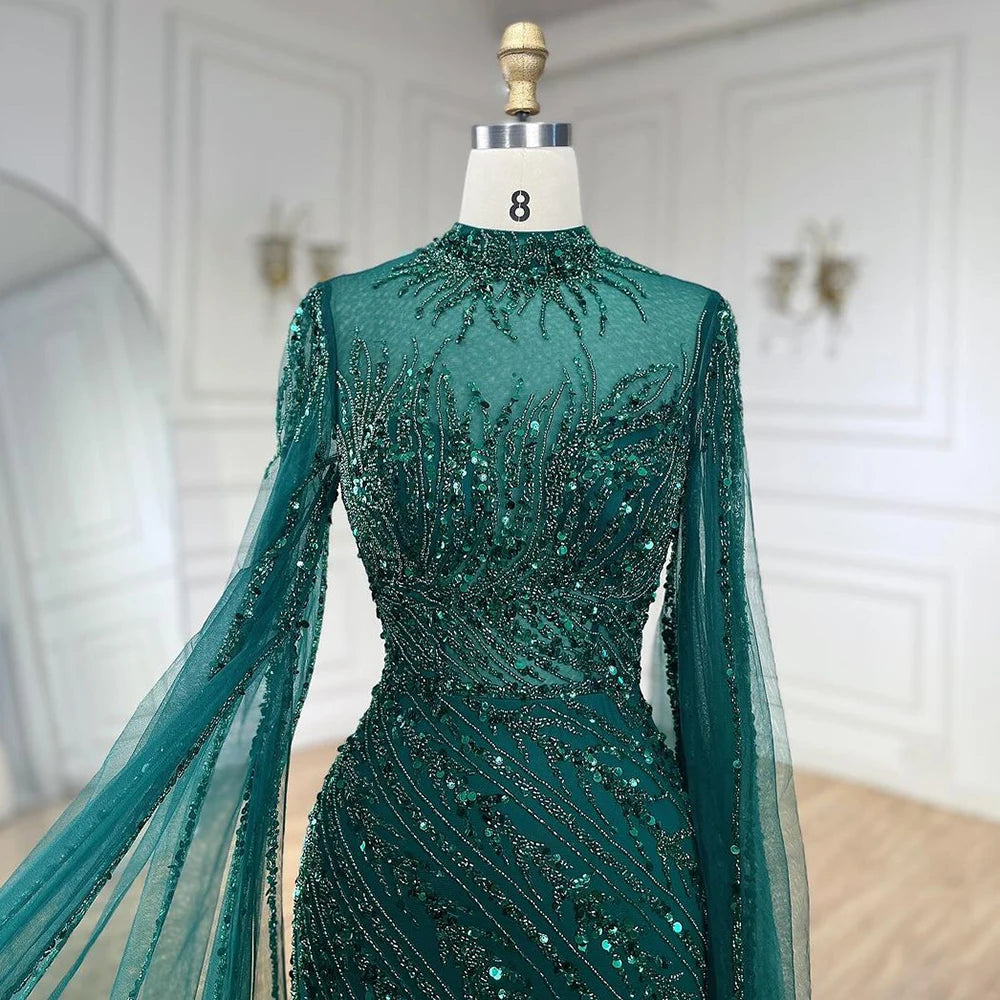 Serene Hill Beaded Cape Mermaid Gown (LA71885A)