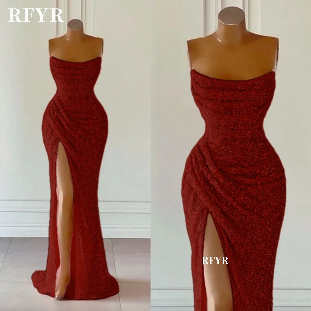 Rosé Glitter Mermaid Evening Gown
