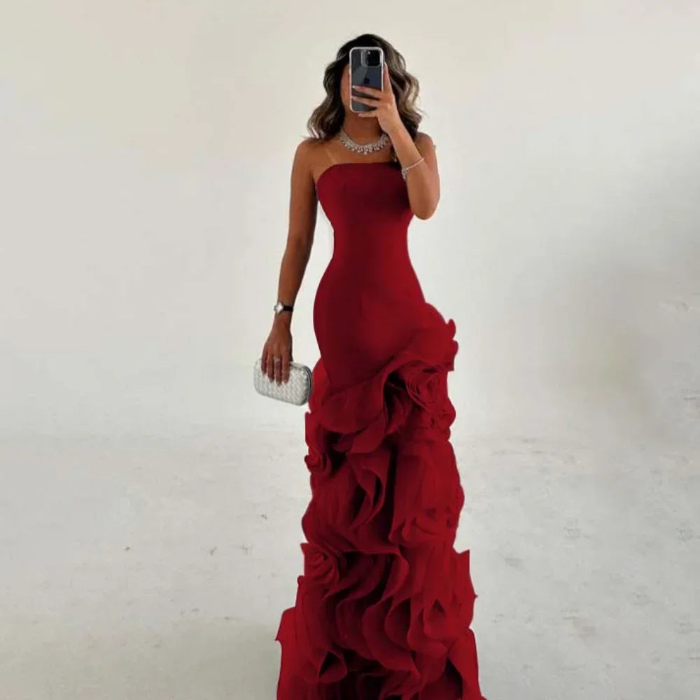 Tiered Couture Asymmetrical Mermaid Gown