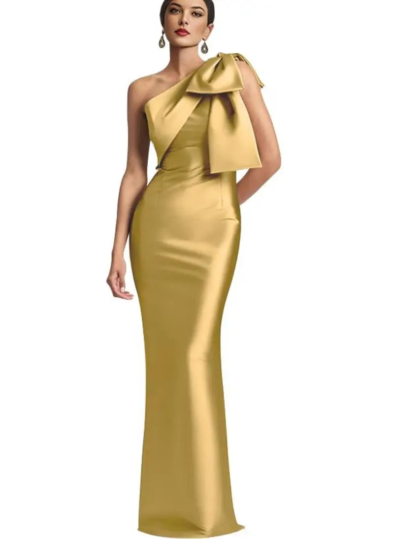 Opera Bow One-Shoulder Mermaid Gown