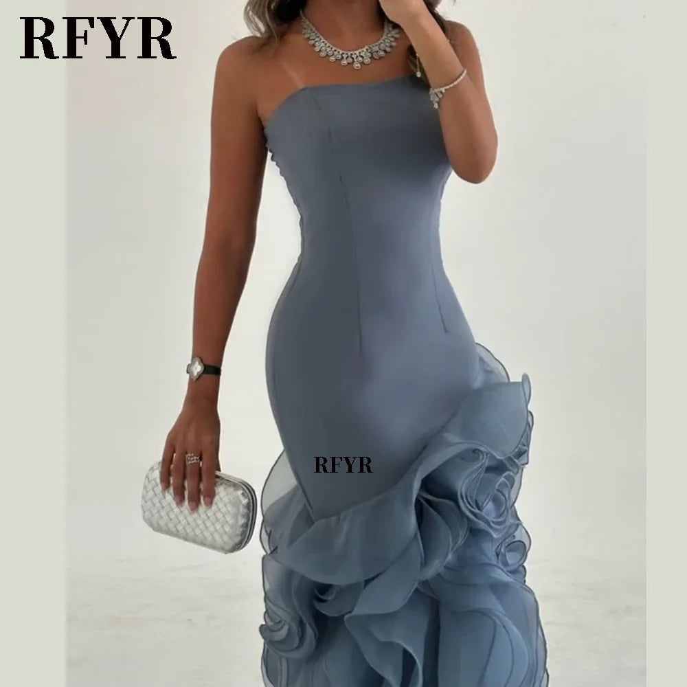 Tiered Couture Asymmetrical Mermaid Gown