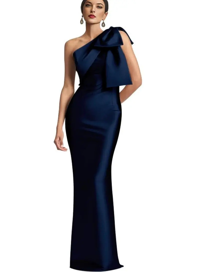 Opera Bow One-Shoulder Mermaid Gown